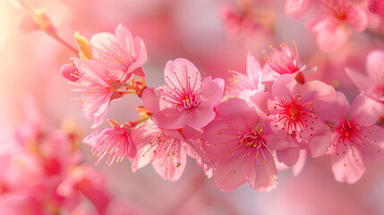 Delicate Pink Cherry Blossoms in Full Bloom during Springtime