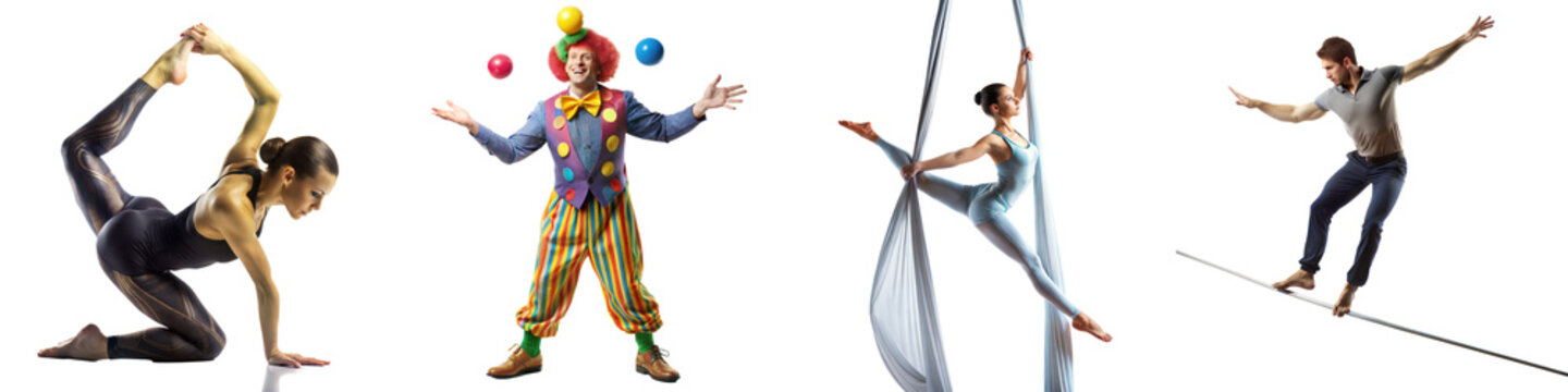 Skilled Circus Performers in Various Stunning Acts