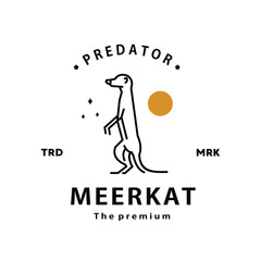 vintage retro hipster meerkat logo outline monoline art icon	