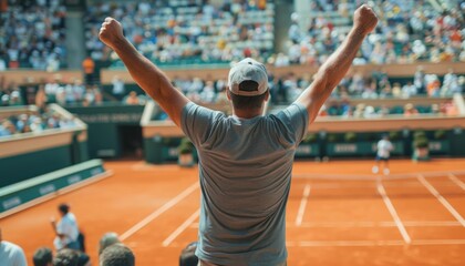 Fan Celebrating a Point in the Stands at Roland Garros during the Paris 2024 Olympics