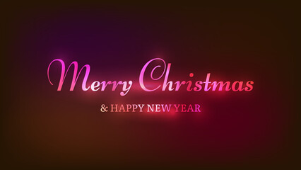 Merry Christmas and Happy New Year neon background