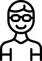 Young man wearing glasses is smiling in black and white line art