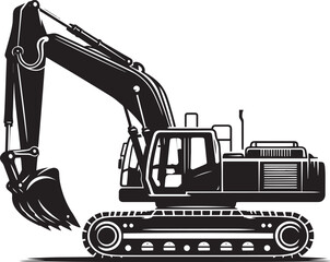 Construction excavator silhouette vector illustration isolated on a white background