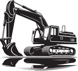 Construction excavator silhouette vector illustration isolated on a white background