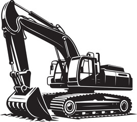 Construction excavator silhouette vector illustration isolated on a white background