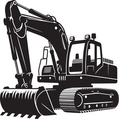 Construction excavator silhouette vector illustration isolated on a white background