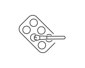 Linear vector graphic icons of beauty and cosmetics in the form of eyelids shadow and eye makeup.