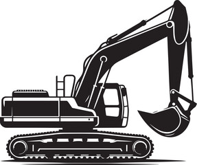 Construction excavator silhouette vector illustration isolated on a white background