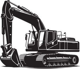Construction excavator silhouette vector illustration isolated on a white background