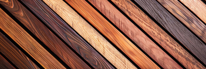 diagonal view of dark wood background with varied grain patterns and rich warm tones 