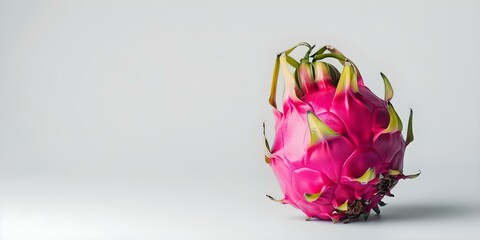 Obraz premium Dragonfruit (Pitaya) on a White Background. Concept Fruit Photography, Exotic Produce, White Background, Vibrant Colors, Dragonfruit