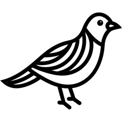 Line art doodle bird with simple shapes white background