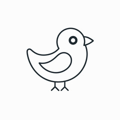 Line art doodle bird with simple shapes white background