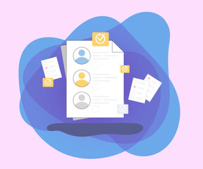 Ballots with candidates and citizens opinions. Voting papers with checkmarks flat vector illustration. Democracy, election campaign concept