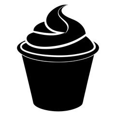 Yogurt container with yogurt silhouette vector illustration 