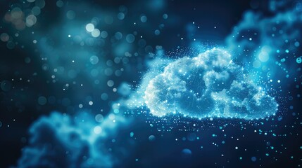 Fototapeta premium Technology network and digital communication in business with cloud computing concept, web storage for global social media data, online AI server, modern binary image background.