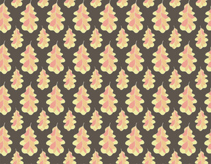 Autumn seamless pattern with oak leaves, background with autumn leaves.