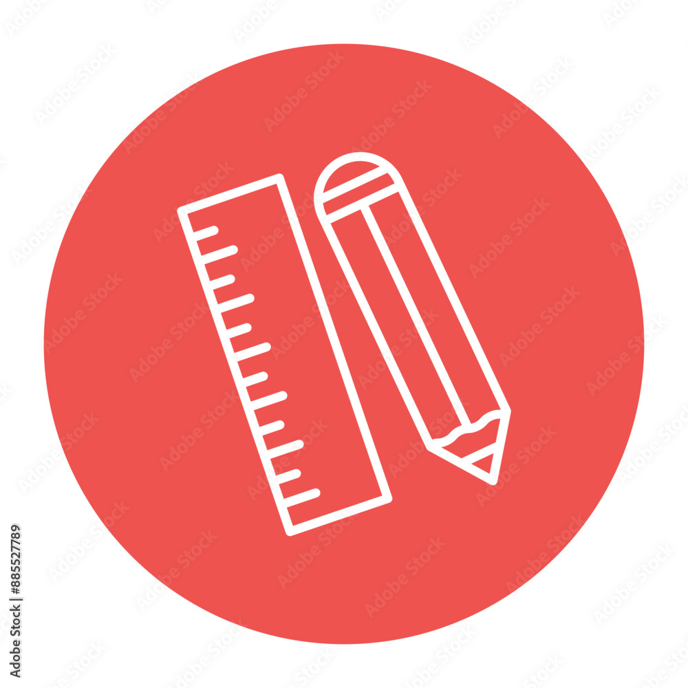 Sticker pencil and ruler icon