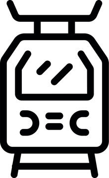 recommend clip art: Simple black and white line art icon of a tram arriving at the station