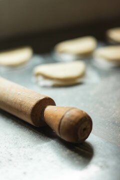 rolling pin, baos and flour