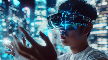 Experience Technological Marvels!  concept of virtual reality technology , Metaverse digital cyber world technology