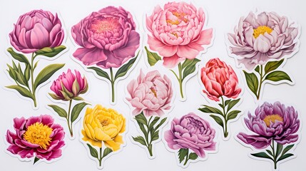 Colorful watercolor peonies ideal for wallpapers, fashion prints, gift wrapping, and branding.