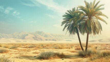 desert landscape , desert scenery , palm tree desert , desert sunset