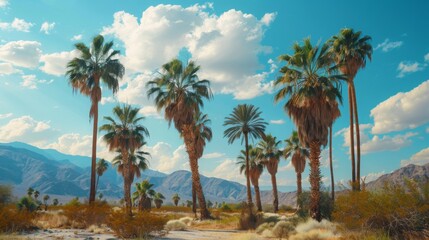 desert landscape , desert scenery , palm tree desert , desert sunset