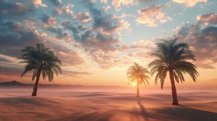 desert landscape , desert scenery , palm tree desert , desert sunset