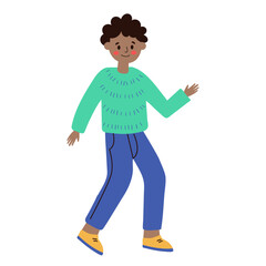 Internataional youth day. Vector cartoon illustration of young man