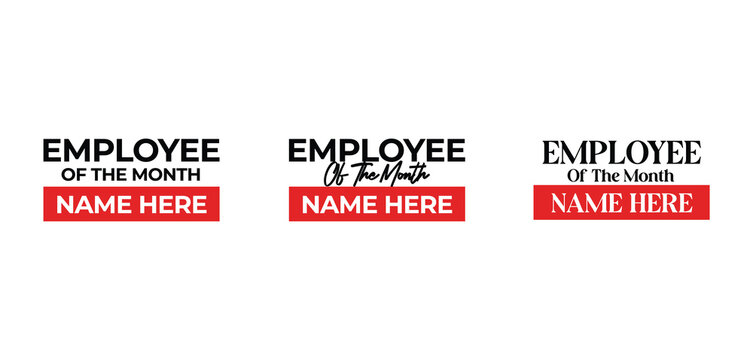 Best Employee of the Month Badge, Employee of the Month Sign Set Vector
