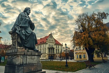 Monument to the famous Polish poet and writer Krakow Krakow.