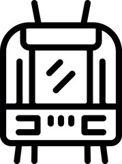 Simple icon of a train or tram public transportation vehicle moving forward