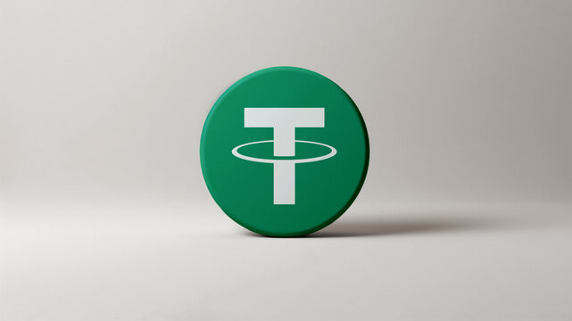 Tether 3d logo icon on a light background