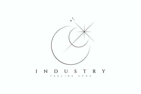 Abstract Eclipse Sacred Geometric Logo for Industry Future Concept