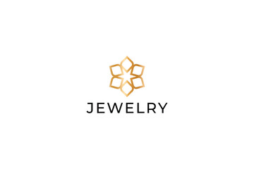 Jewelry Premium Gold Abstract Logo Geometric Floral Symbol for Business Industry Woman Art