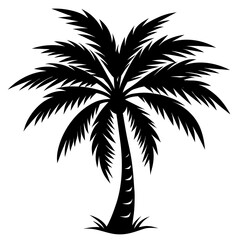 Obraz premium one palm tree silhouette vector illustration 
