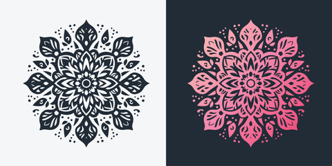 Floral mandala design with gradient color