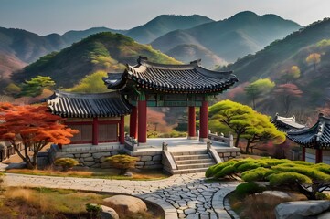 Fototapeta premium Natural Natural Landscape Of Korea Background Generative using Ai 