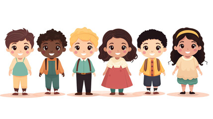 Fototapeta premium Identified children from different cultures on a white background