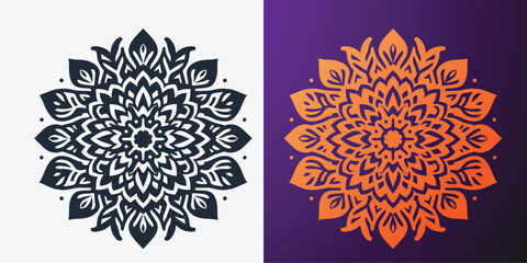 Floral mandala design with gradient color