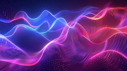 Fototapeta premium Vibrant Abstract Light Waves at Night 