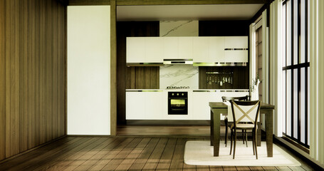 Kitchen room japanese style.3D rendering