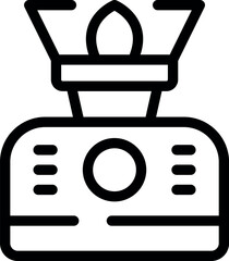 Line icon of a camping stove, symbolizing outdoor cooking and adventure