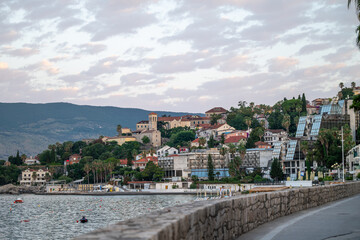 Montenegro's Herceg Novi: City Buildings from the Sea in Summer, Kotor Bay