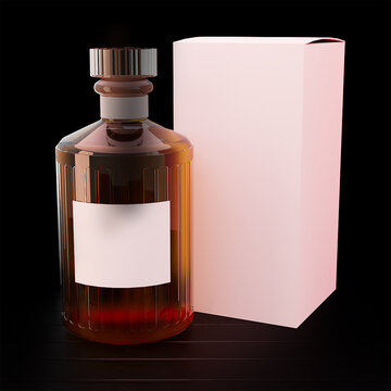 Close-up of glass wine bottle mockup