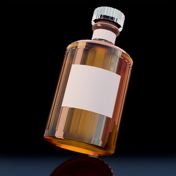 Close-up of glass wine bottle mockup