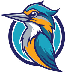 kingfisher bird vector logo illustration