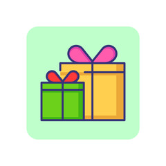 Gift boxes line icon. Present, birthday, holiday sale. Shopping concept. Vector illustration can be used for topics like holiday, retail, celebration