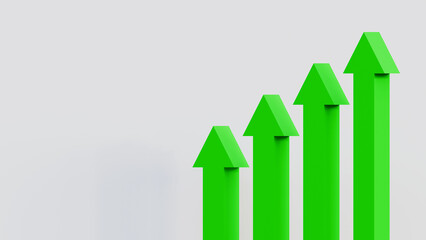 Business arrow up growth on white background. Business investment to success. Financial data graph strategy. Market chart profit money.